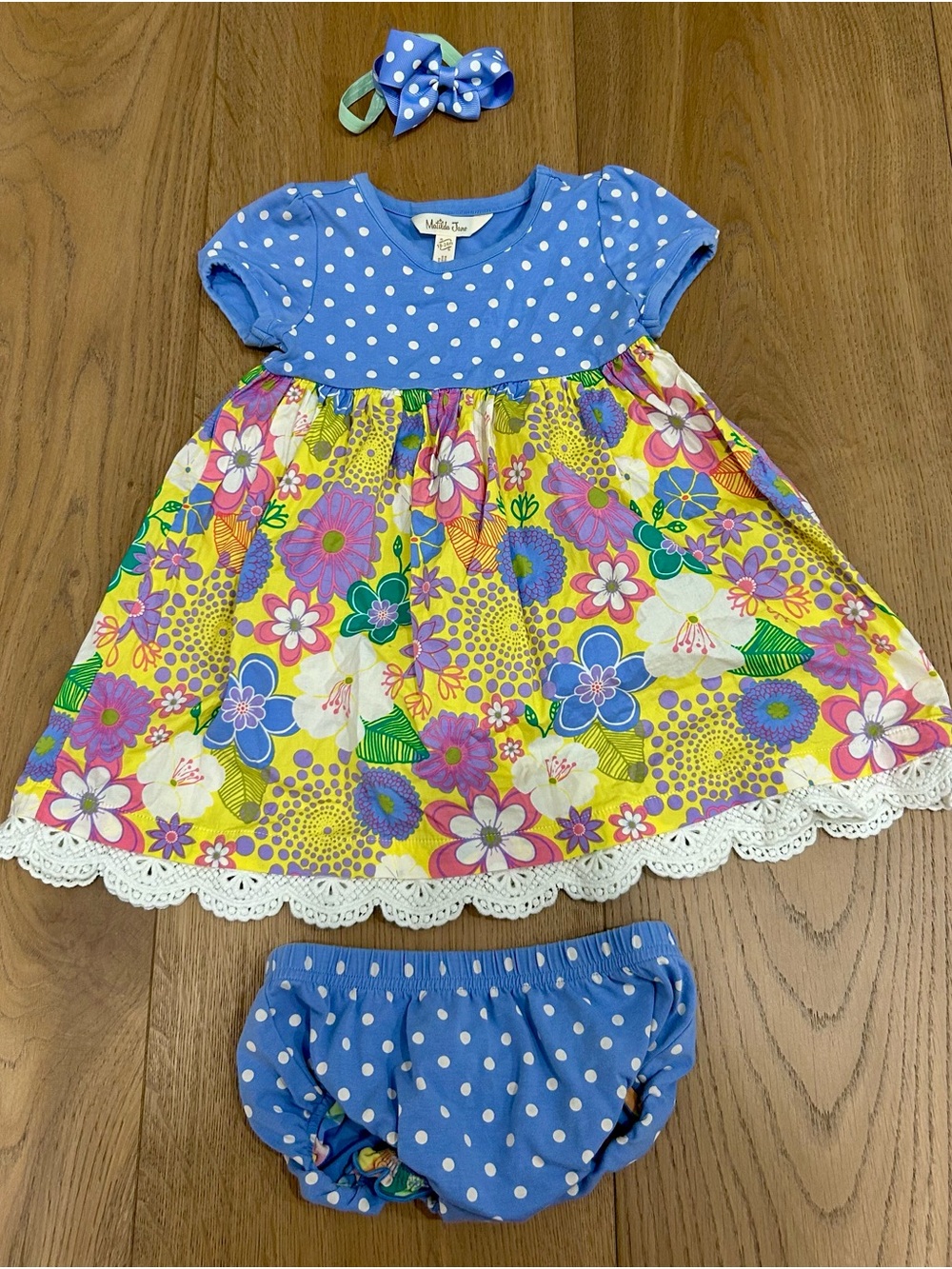 Matilda Jane Dress, Diaper Cover, and Headband